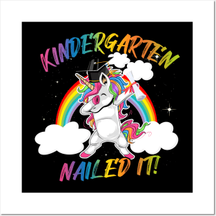 Dabbing Unicorn Kindergarten Nailed It Graduation Girls Kids Posters and Art